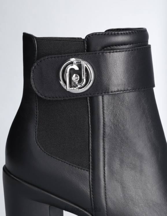 Shoes Liu Jo Leather Ankle Boot With Wide Heel Women F6061856