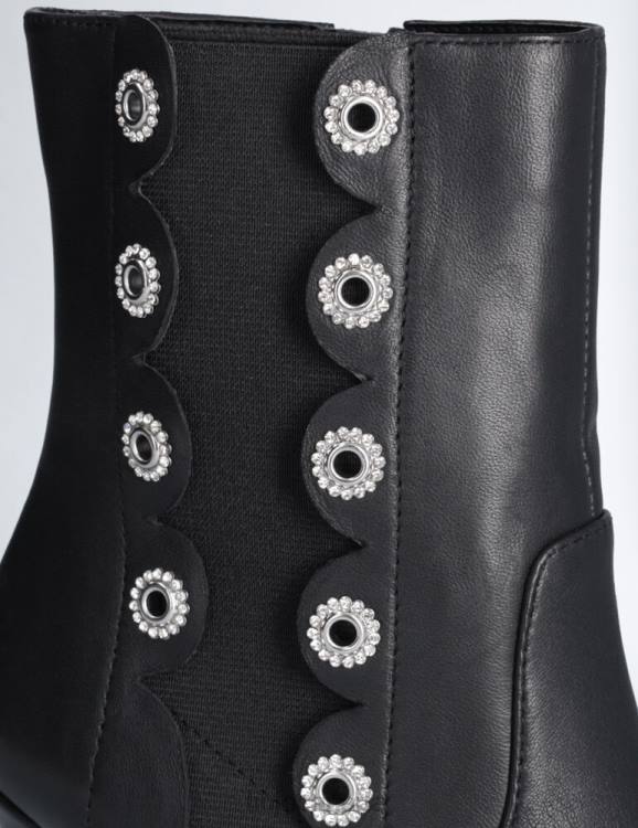 Shoes Liu Jo Leather Ankle Boots With Jewel Eyelets Women F6061763