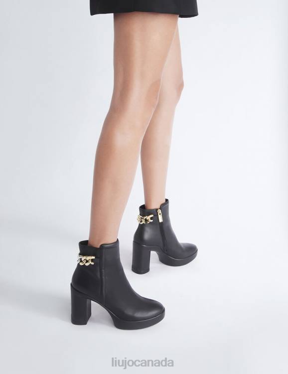 Shoes Liu Jo Leather Ankle Boots With Logo Chain Women F6061828