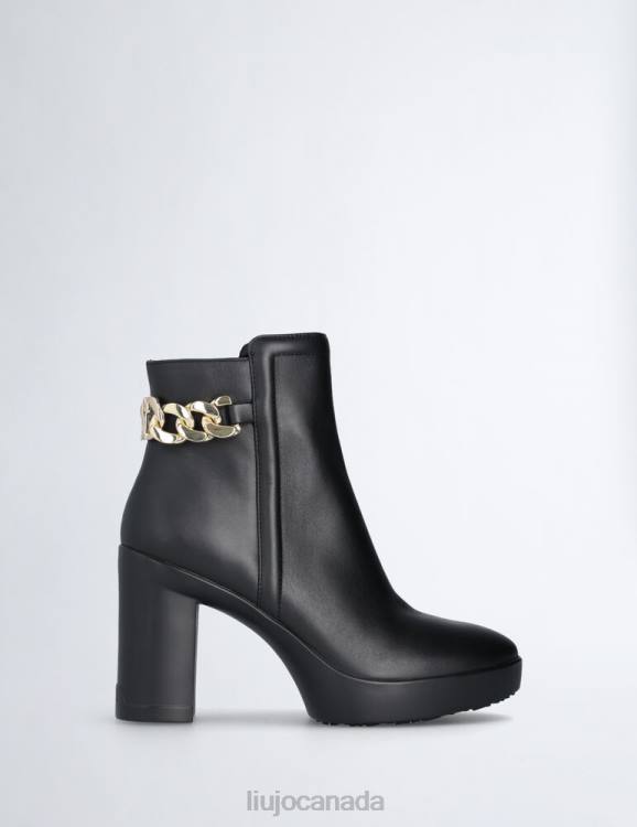 Shoes Liu Jo Leather Ankle Boots With Logo Chain Women F6061828