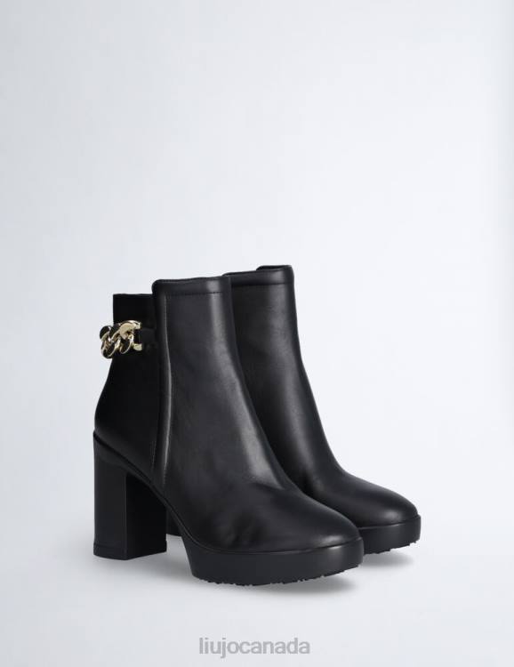 Shoes Liu Jo Leather Ankle Boots With Logo Chain Women F6061828