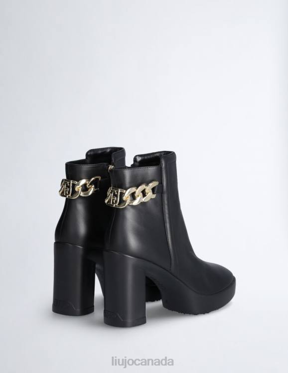 Shoes Liu Jo Leather Ankle Boots With Logo Chain Women F6061828