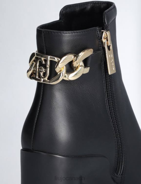 Shoes Liu Jo Leather Ankle Boots With Logo Chain Women F6061828