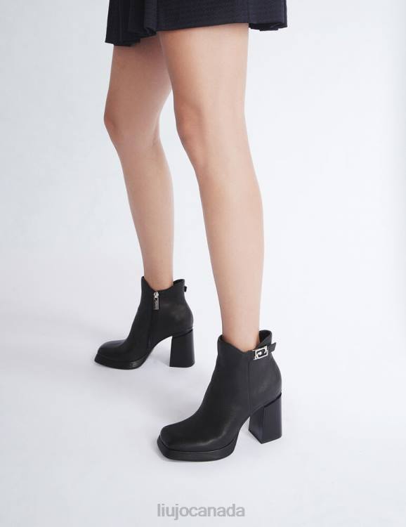 Shoes Liu Jo Leather Ankle Boots With Wide Heel Women F6061827