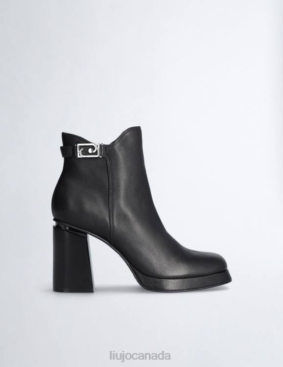 Shoes Liu Jo Leather Ankle Boots With Wide Heel Women F6061827