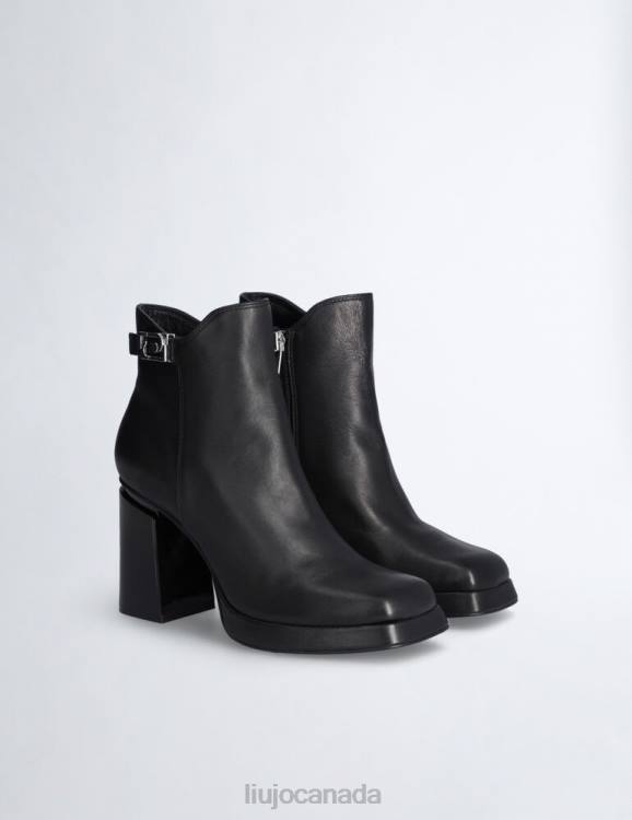 Shoes Liu Jo Leather Ankle Boots With Wide Heel Women F6061827