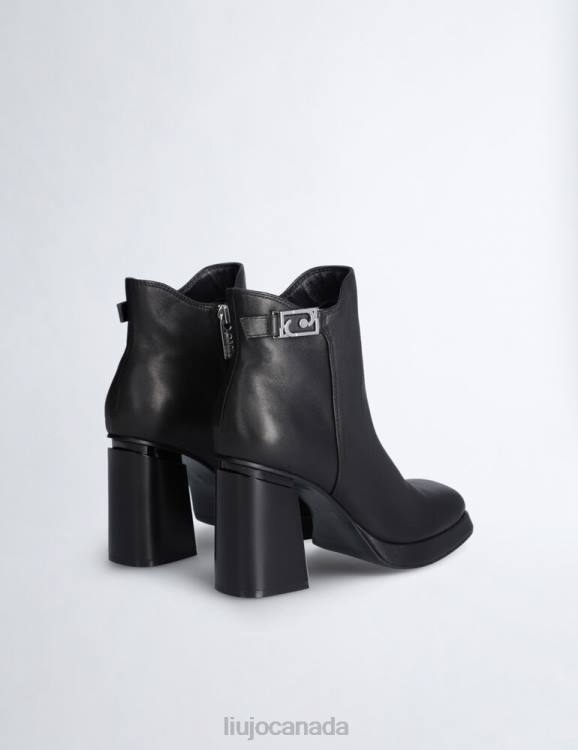 Shoes Liu Jo Leather Ankle Boots With Wide Heel Women F6061827