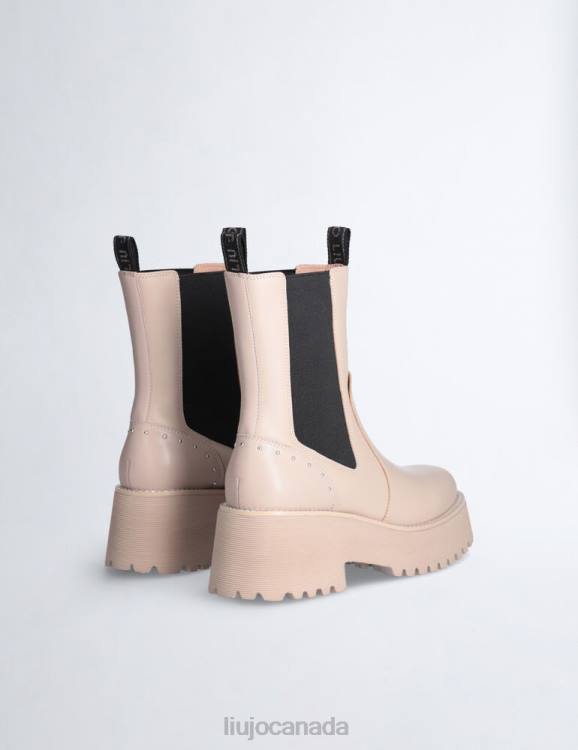 Shoes Liu Jo Leather Beatles Ankle Boots With Studs Women F6061921