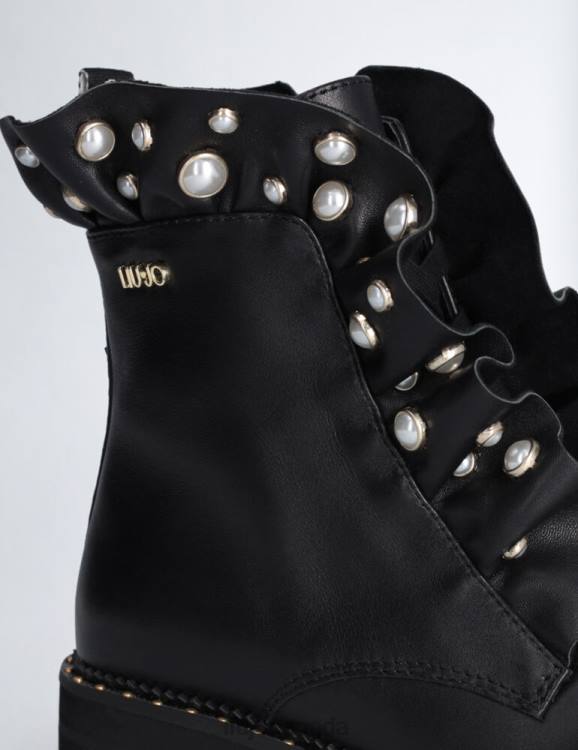 Shoes Liu Jo Leather Combat Boots With Jewel Ruching Women F6061759