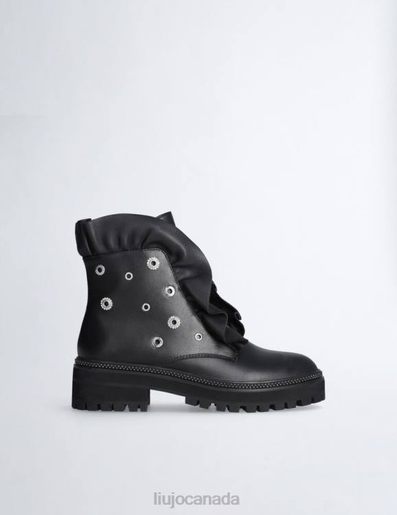 Shoes Liu Jo Leather Combat Boots With Maxi Ruching Women F6061737