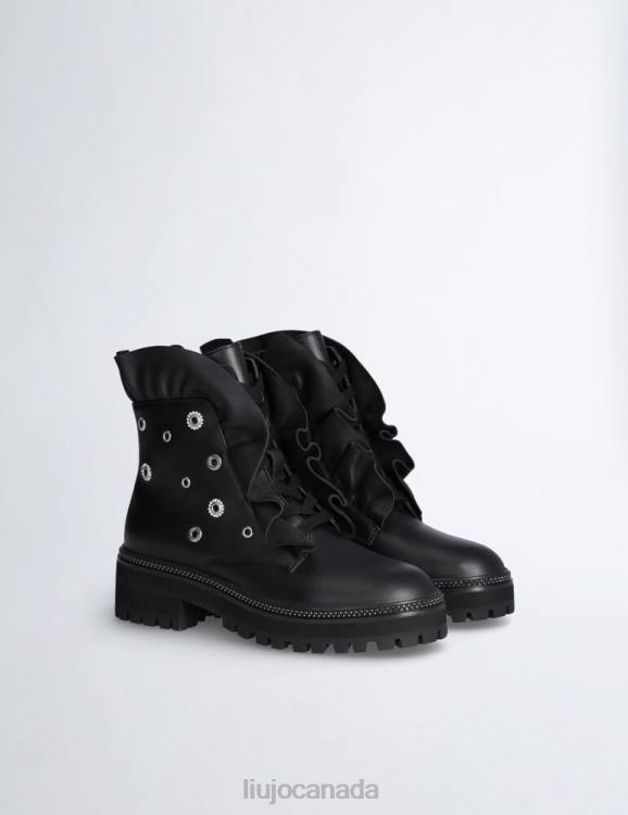 Shoes Liu Jo Leather Combat Boots With Maxi Ruching Women F6061737