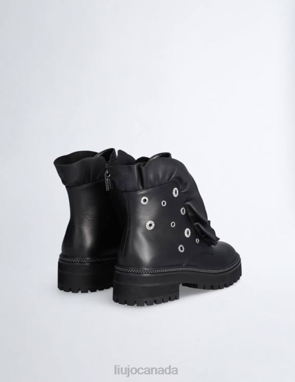 Shoes Liu Jo Leather Combat Boots With Maxi Ruching Women F6061737