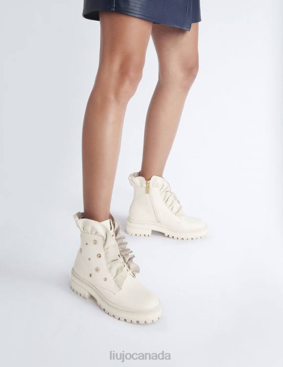 Shoes Liu Jo Leather Combat Boots With Maxi Ruching Women F6061786