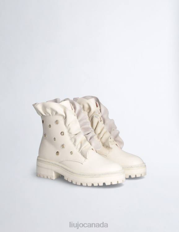 Shoes Liu Jo Leather Combat Boots With Maxi Ruching Women F6061786