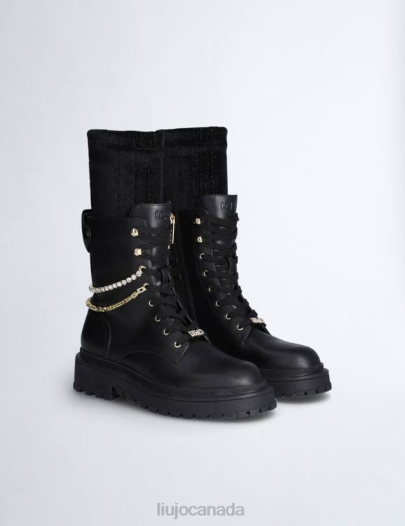 Shoes Liu Jo Leather Combat Boots With Removable Gaiters Women F6061840