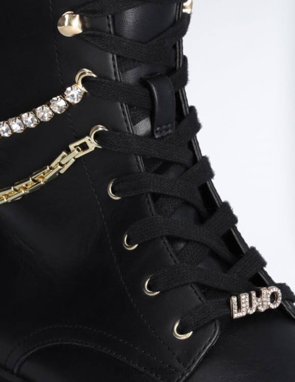 Shoes Liu Jo Leather Combat Boots With Removable Gaiters Women F6061840