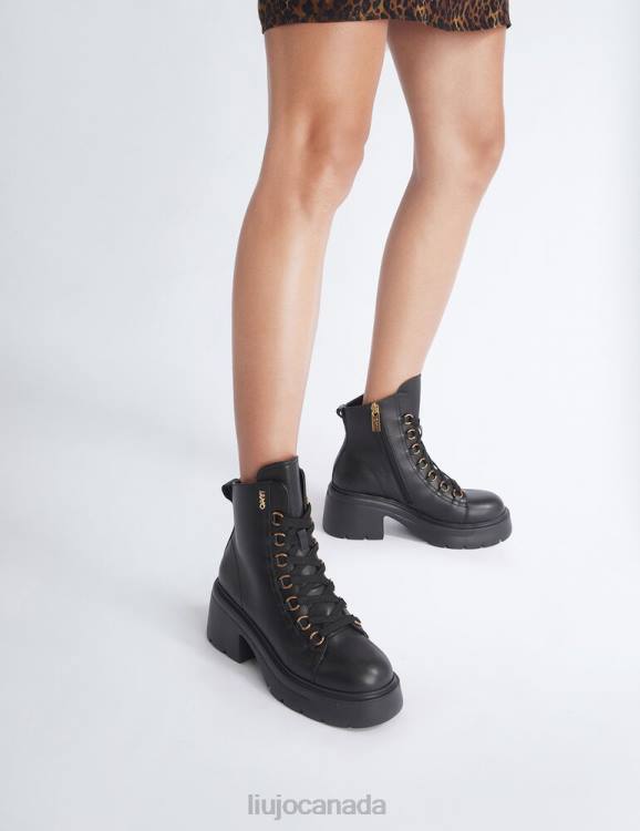 Shoes Liu Jo Leather Combat Boots With Wide Heel Women F6061937