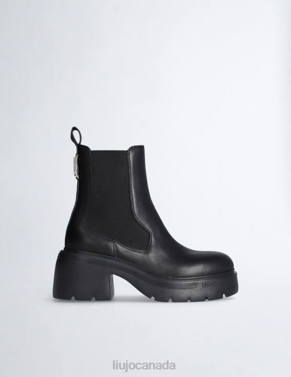 Shoes Liu Jo Leather Combat Boots With Wide Heel Women F6061937