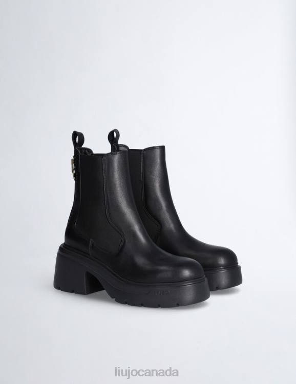 Shoes Liu Jo Leather Combat Boots With Wide Heel Women F6061937
