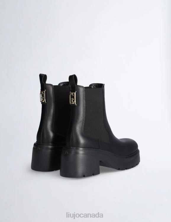 Shoes Liu Jo Leather Combat Boots With Wide Heel Women F6061937