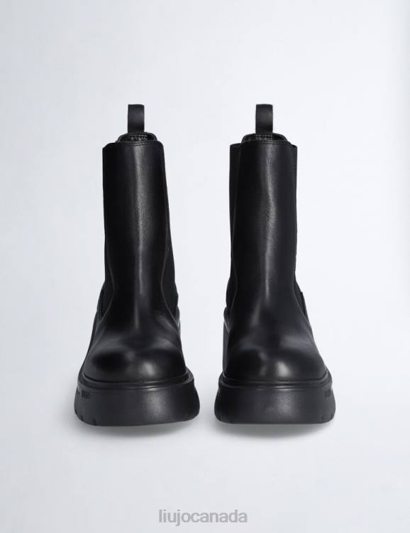 Shoes Liu Jo Leather Combat Boots With Wide Heel Women F6061937