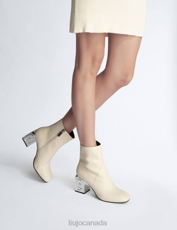 Shoes Liu Jo White Leather Ankle Boots Women F6061941