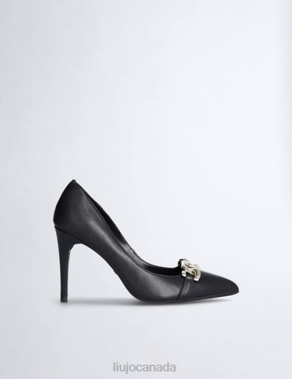 Shoes Liu Jo Black Leather Court Shoes With Chain Women F6061712