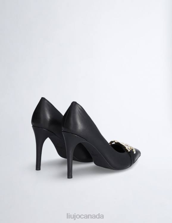 Shoes Liu Jo Black Leather Court Shoes With Chain Women F6061712