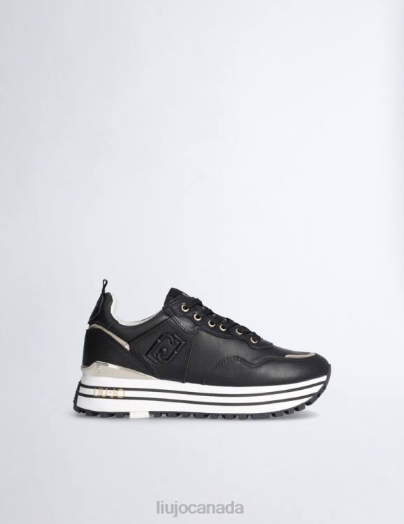 Shoes Liu Jo Black Leather Platform Sneakers Women F6061706