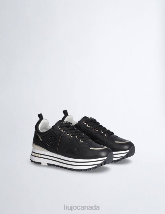 Shoes Liu Jo Black Leather Platform Sneakers Women F6061706