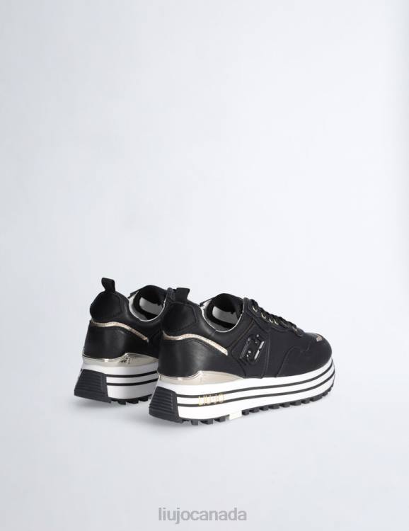 Shoes Liu Jo Black Leather Platform Sneakers Women F6061706