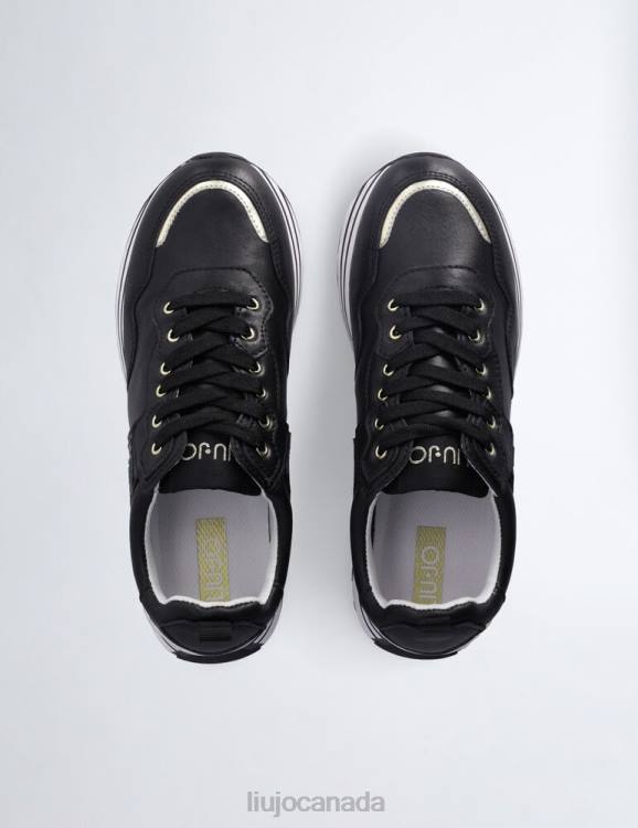 Shoes Liu Jo Black Leather Platform Sneakers Women F6061706
