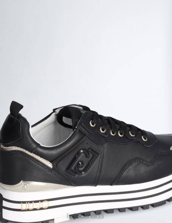 Shoes Liu Jo Black Leather Platform Sneakers Women F6061706