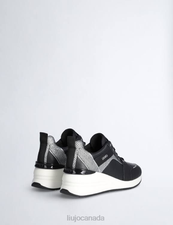 Shoes Liu Jo Black Leather Sneakers With Wedge Women F6061752