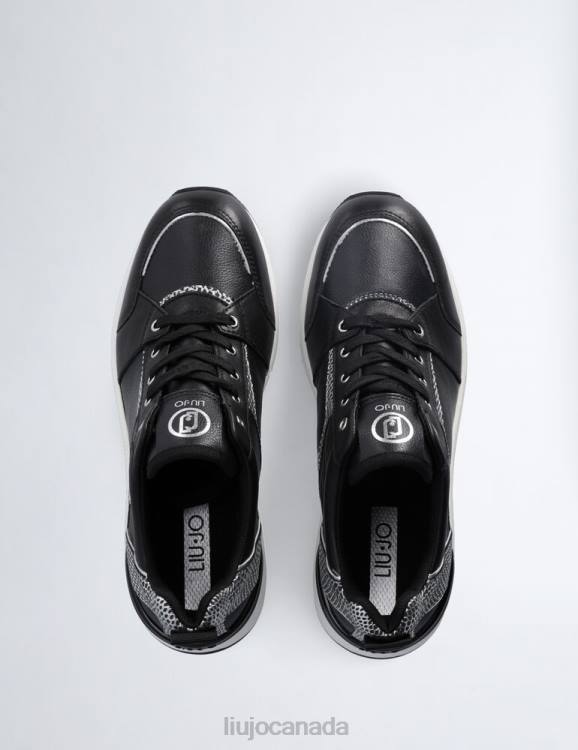 Shoes Liu Jo Black Leather Sneakers With Wedge Women F6061752