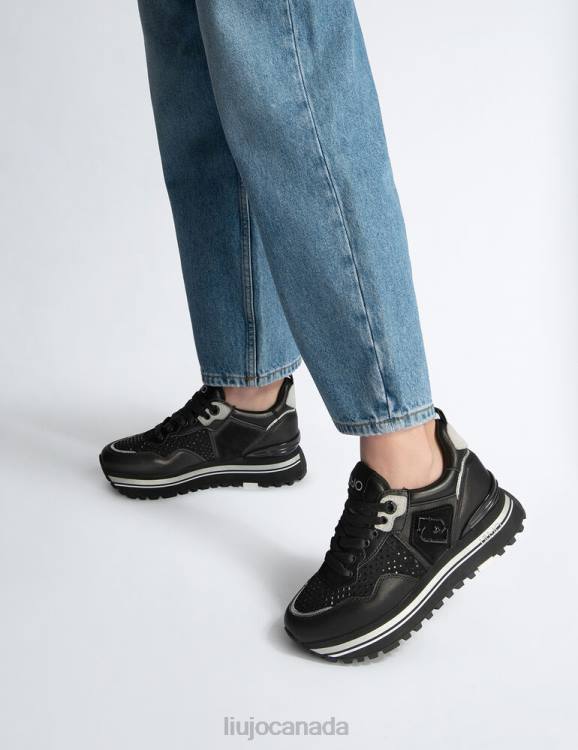 Shoes Liu Jo Black Platform Sneakers With Gemstones Women F6061718