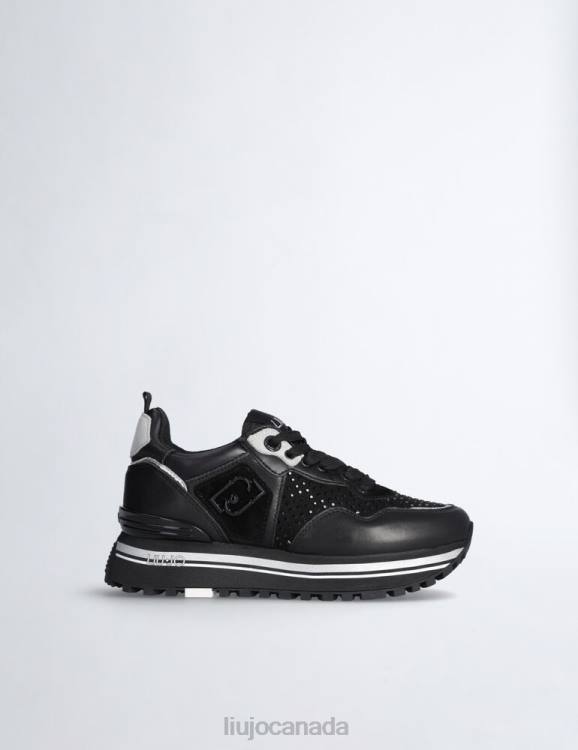 Shoes Liu Jo Black Platform Sneakers With Gemstones Women F6061718