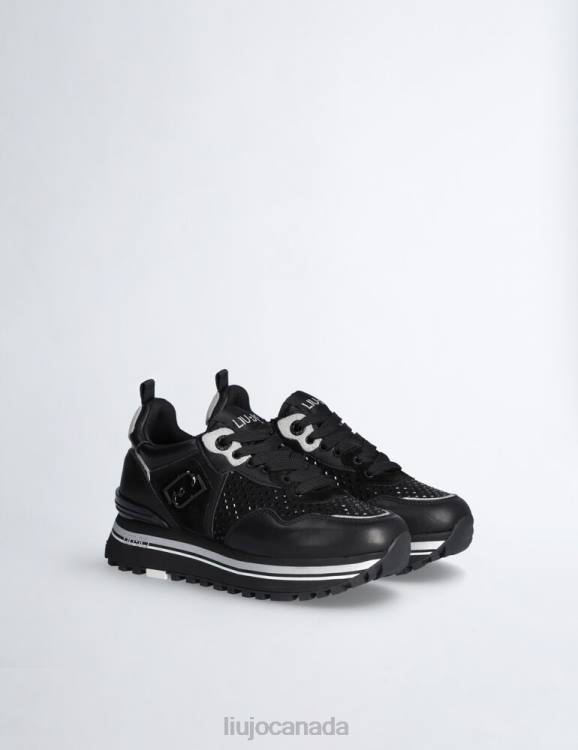 Shoes Liu Jo Black Platform Sneakers With Gemstones Women F6061718
