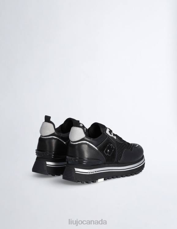 Shoes Liu Jo Black Platform Sneakers With Gemstones Women F6061718
