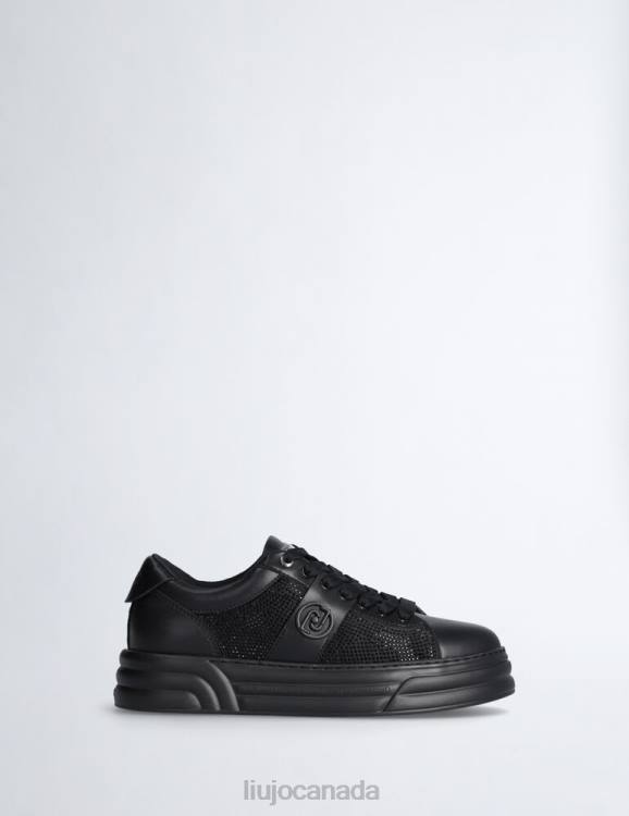 Shoes Liu Jo Black Platform Sneakers With Gemstones Women F6061784