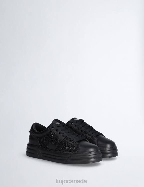 Shoes Liu Jo Black Platform Sneakers With Gemstones Women F6061784