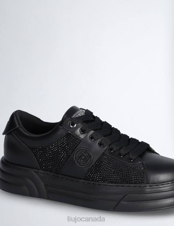 Shoes Liu Jo Black Platform Sneakers With Gemstones Women F6061784