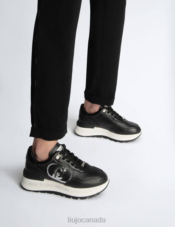 Shoes Liu Jo Black Platform Sneakers With Sequinned Logo Women F6061813