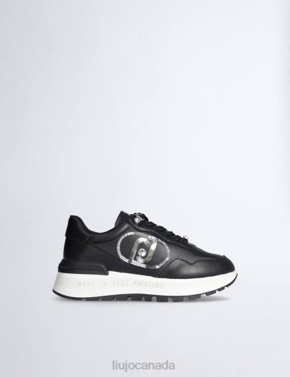 Shoes Liu Jo Black Platform Sneakers With Sequinned Logo Women F6061813