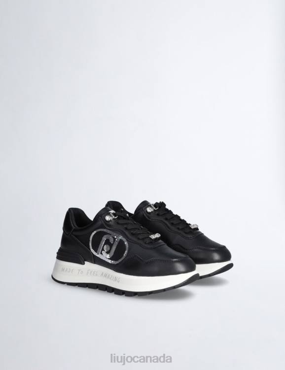 Shoes Liu Jo Black Platform Sneakers With Sequinned Logo Women F6061813