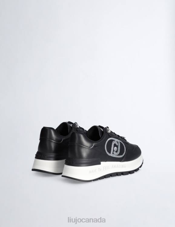 Shoes Liu Jo Black Platform Sneakers With Sequinned Logo Women F6061813