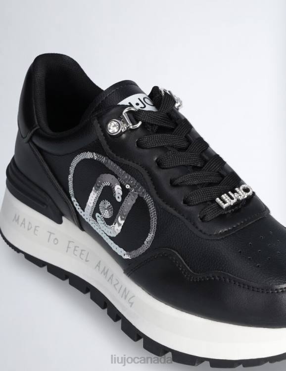 Shoes Liu Jo Black Platform Sneakers With Sequinned Logo Women F6061813