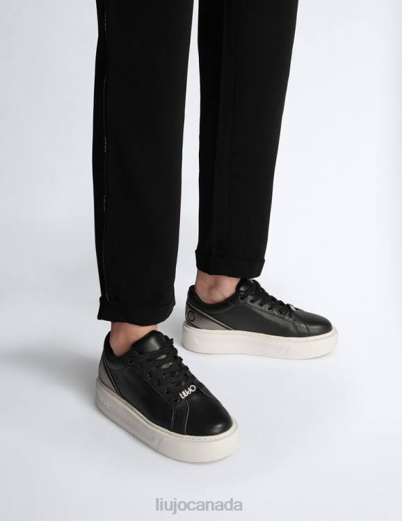 Shoes Liu Jo Black Sneakers With Maxi Logo Women F6061725