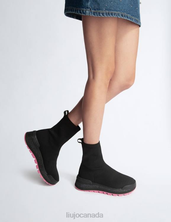 Shoes Liu Jo Black Sock Sneakers With Glitter Logo Women F6061968