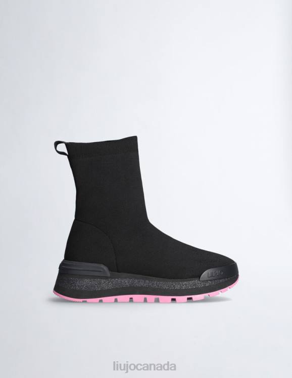 Shoes Liu Jo Black Sock Sneakers With Glitter Logo Women F6061968